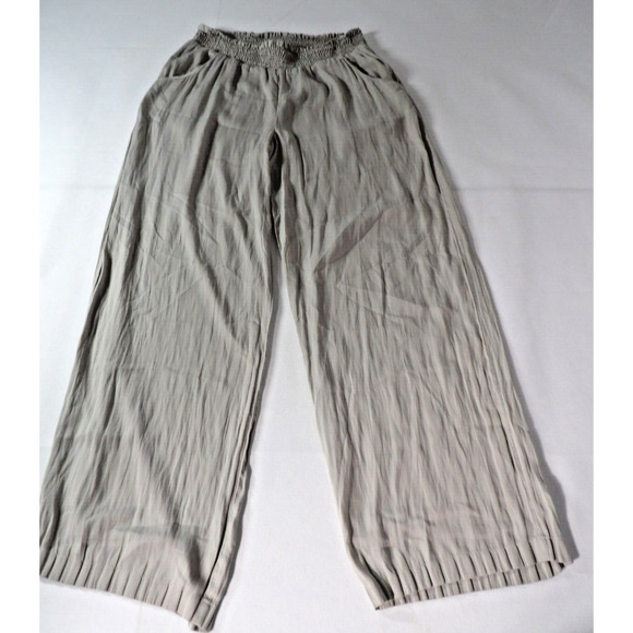 Soft Surroundings Medium Pant Pallazo Pull On Stretch Smocked Waist Band Gray - Picture 1 of 10